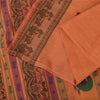 Sanskriti Vintage Sarees Orange Hand Woven Pure Cotton Sari 5+yd Craft Fabric