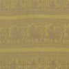 Sanskriti Vintage Sarees Green Baluchari Woven 100%Pure Cotton Sari 5+yd Fabric