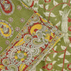 Sanskriti Vintage Sarees Green Handmade Kalamkari Pure Cotton Sari 5+yd Fabric