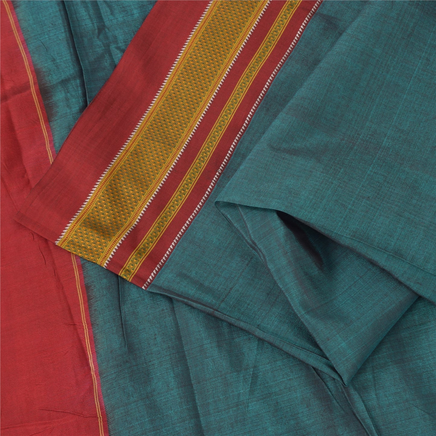 Sanskriti Vintage Sarees Indian Blue Pure Cotton Woven Sari 5+yd Craft Fabric