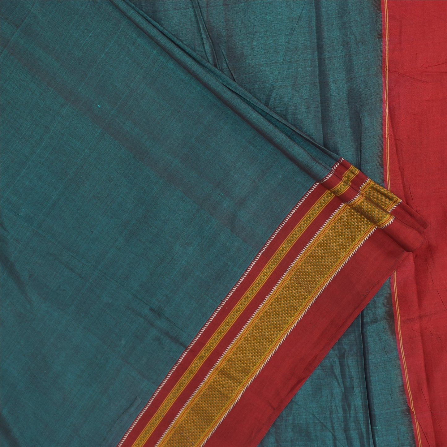 Sanskriti Vintage Sarees Indian Blue Pure Cotton Woven Sari 5+yd Craft Fabric