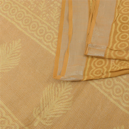 Sanskriti Vintage Sarees Saffron Pure Cotton Hand Block Printed Sari 5+yd Fabric