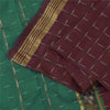 Sanskriti Vintage Sarees Red Ikat Handwoven Zari Pure Cotton Sari 5+yd Fabric