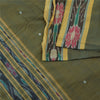 Sanskriti Vintage Sarees GreenIkat Handwoven Odisha Pure Cotton Sari 5+yd Fabric