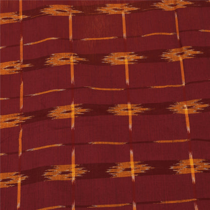 Sanskriti Vintage Sarees Ikat Handwoven Odisha 100% Pure Cotton Sari 5+yd Fabric