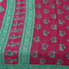 Sanskriti Vintage Sarees Pink/Green Pure Cotton Printed Sari 5+yd Craft Fabric