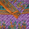 Sanskriti Vintage Sarees Purple Pure Cotton Human Printed Sari 5+yd Craft Fabric