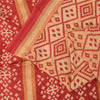 Sanskriti Vintage Sarees Peach/Red Patan Patola Pure Cotton Printed Sari Fabric