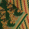 Sanskriti Vintage Sarees Green Indian 100% Pure Cotton Printed Sari 5+yd Fabric