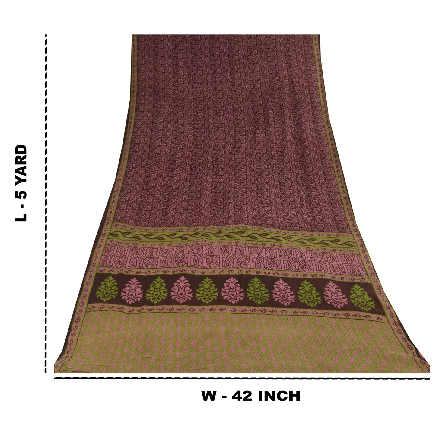 Sanskriti Vintage Sarees Mauve 100% Pure Cotton Printed Sari 5+yd Craft Fabric