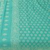 Sanskriti Vintage Sarees Sea-Green Block Printed Pure Cotton Sari 5+yd Fabric