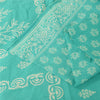 Sanskriti Vintage Sarees Sea-Green Block Printed Pure Cotton Sari 5+yd Fabric