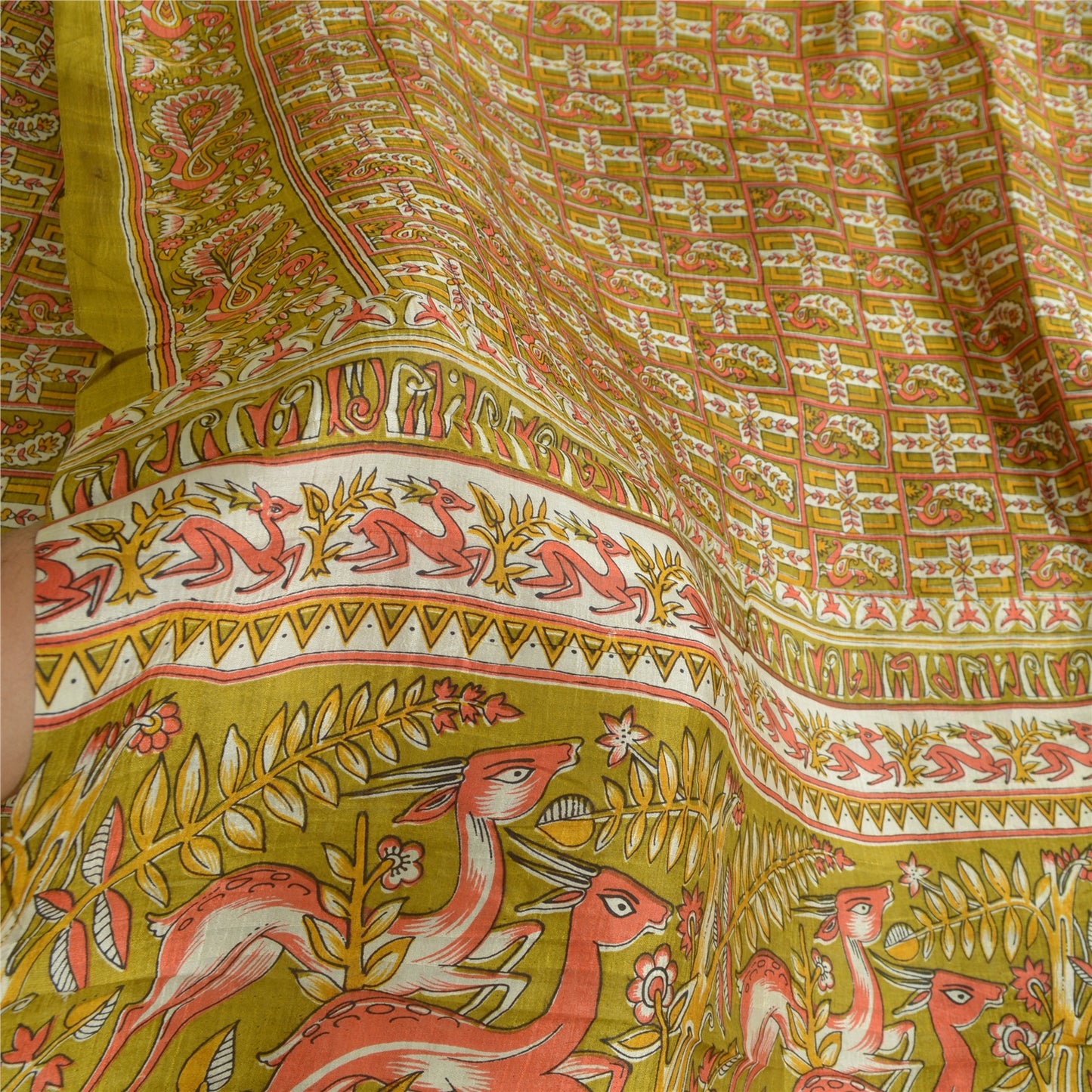 Sanskriti Vintage Sarees Pure Silk Quilting Felting Craft Fabric Printed Sari