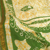 Sanskriti Vintage Sarees Cream/Green Batik Printed Pure Silk Sari Craft Fabric