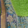 Sanskriti Vintage Sarees Green/Blue 100% Pure Silk Printed Sari 5yd Craft Fabric