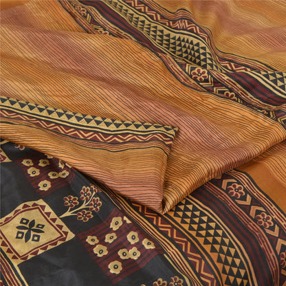 Sanskriti Vintage Sarees Indian Multi Pure Silk Printed Sari 5yd Craft Fabric