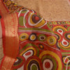 Sanskriti Vintage Sarees Indian Peach Pure Silk Printed Sari 6yd Craft Fabric