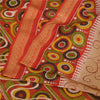 Sanskriti Vintage Sarees Indian Peach Pure Silk Printed Sari 6yd Craft Fabric