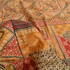 Sanskriti Vintage Sarees Beige Pure Silk Geometric Printed Sari 5yd Craft Fabric