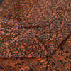 Sanskriti Vintage Sarees Black/Orange Pure Silk Printed Sari 5yd Craft Fabric