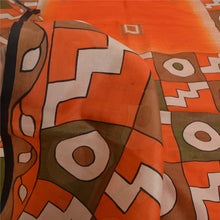 Load image into Gallery viewer, Sanskriti Vintage Sarees Indian Orange Pure Silk Geometric Print Sari 6yd Fabric
