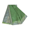 Sanskriti Vintage Sarees Indian Green Pure Silk Printed Sari 5yd Craft Fabric