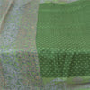 Sanskriti Vintage Sarees Indian Green Pure Silk Printed Sari 5yd Craft Fabric