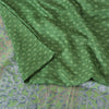 Sanskriti Vintage Sarees Indian Green Pure Silk Printed Sari 5yd Craft Fabric