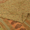 Sanskriti Vintage Sarees Indian Cream Pure Silk Printed Sari 5yd Craft Fabric