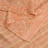 Sanskriti Vintage Sarees Peach 100% Pure Silk Printed Sari Floral Craft Fabric