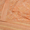 Sanskriti Vintage Sarees Peach 100% Pure Silk Printed Sari Floral Craft Fabric