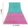 Sanskriti Vintage Sarees Green/Pink 100% Pure Silk Printed Sari 5yd Craft Fabric