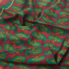 Sanskriti Vintage Sarees Red/Green 100% Pure Silk Printed Sari 5yd Craft Fabric