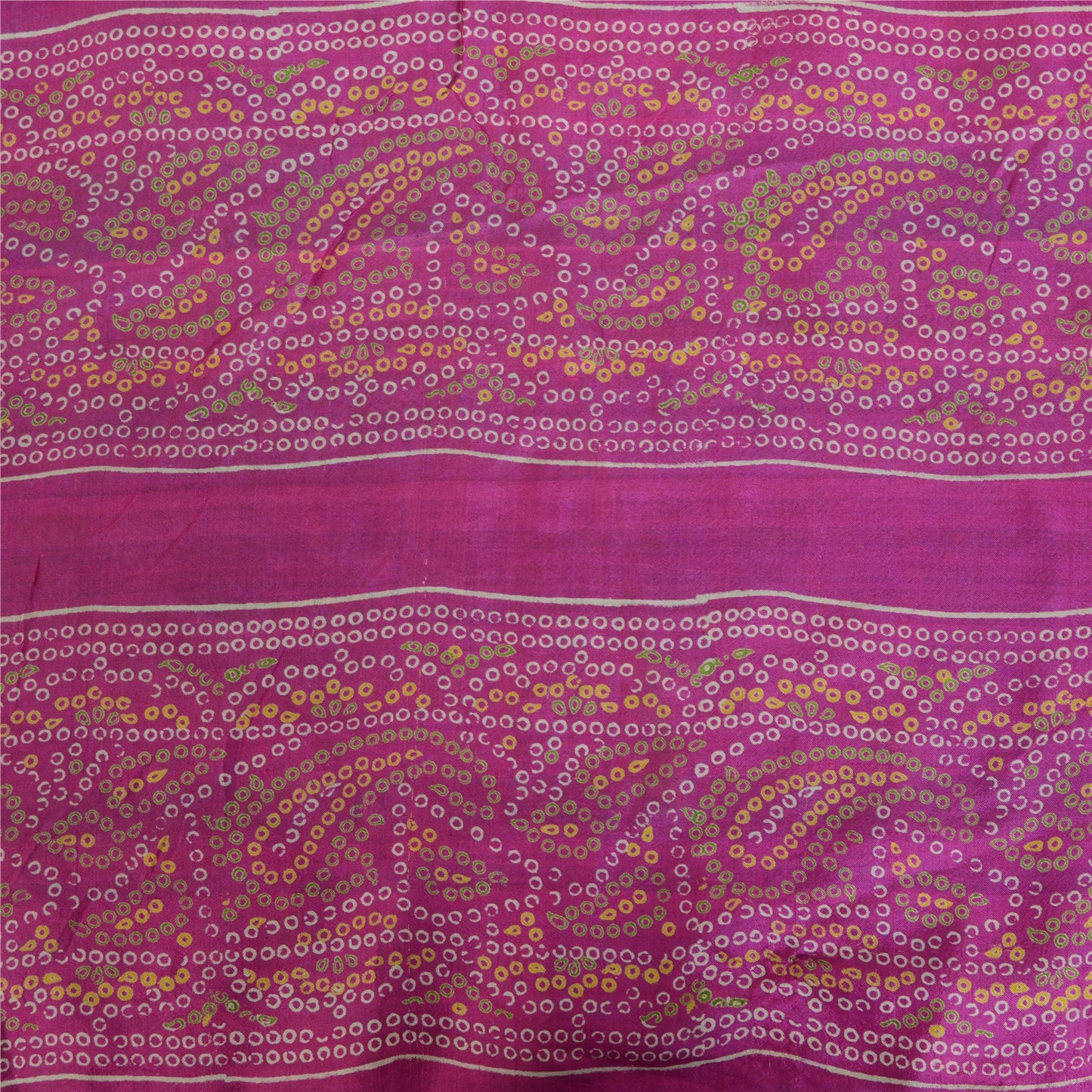 Sanskriti Vintage Sarees Quilting Felting Craft Fabric Pure Silk Bandhani Sari