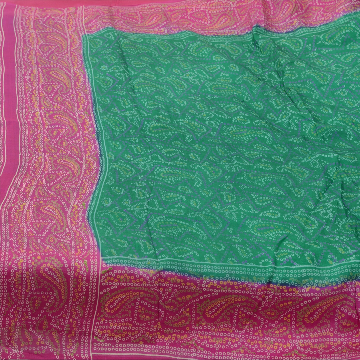 Sanskriti Vintage Sarees Quilting Felting Craft Fabric Pure Silk Bandhani Sari