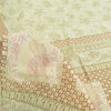 Sanskriti Vintage Sarees Ivory Indian Pure Silk Printed Sari 5yd Craft Fabric