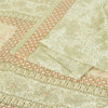 Sanskriti Vintage Sarees Ivory Indian Pure Silk Printed Sari 5yd Craft Fabric