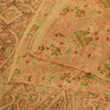 Sanskriti Vintage Sarees Cream Indian Pure Silk Printed Sari 5yd Craft Fabric