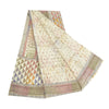 Sanskriti Vintage Sarees Ivory Indian Pure Silk Printed Sari 5yd Craft Fabric