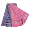 Sanskriti Vintage Sarees Pink/Purple Pure Silk Printed Sari 6yd Craft Fabric