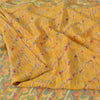 Sanskriti Vintage Sarees Yellow Indian Pure Silk Printed Sari 5yd Craft Fabric