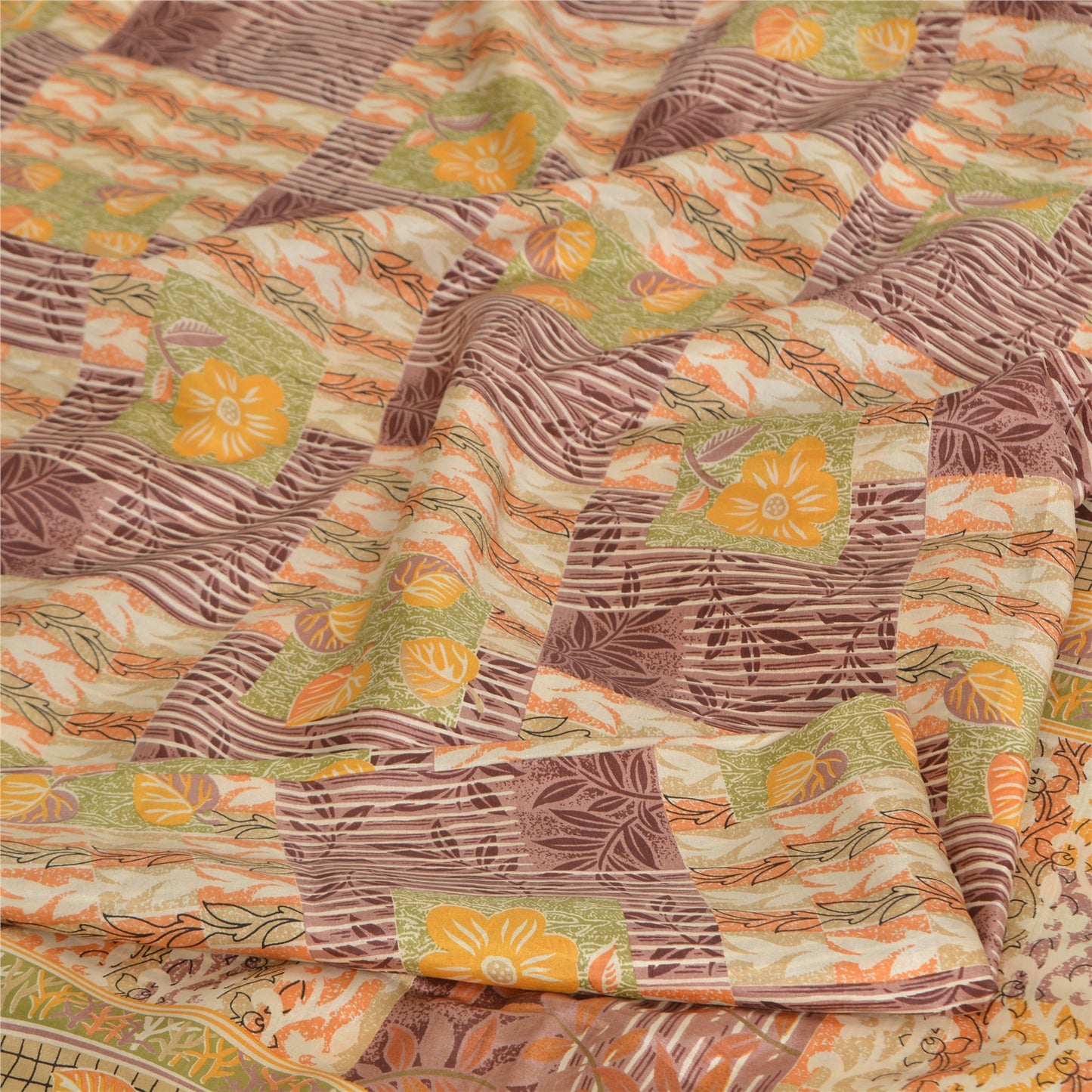 Sanskriti Vintage Sarees Quilting Felting Craft Fabric Pure Silk Printed Sari