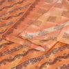 Sanskriti Vintage Sarees Indian Peach Pure Silk Printed Sari 5yd Craft Fabric