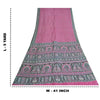 Sanskriti Vintage Sarees Indian Pink Pure Silk Printed Sari 5yd Craft Fabric