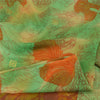 Sanskriti Vintage Sarees Green/Orange Pure Silk Printed Sari 6yd Craft Fabric