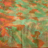 Sanskriti Vintage Sarees Green/Orange Pure Silk Printed Sari 6yd Craft Fabric