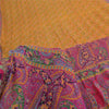 Sanskriti Vintage Sarees Yellow/Pink 100% Pure Silk Print Sari 5yd Craft Fabric