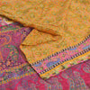 Sanskriti Vintage Sarees Yellow/Pink 100% Pure Silk Print Sari 5yd Craft Fabric