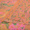 Sanskriti Vintage Sarees Orange 100% Pure Silk Printed Sari 5yd Craft Fabric