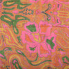 Sanskriti Vintage Sarees Orange 100% Pure Silk Printed Sari 5yd Craft Fabric